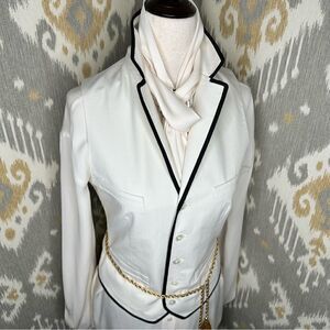 Ralph Lauren Cream with Black Trim Brushed Moleskin Cotton Waist Coat Gilet Vest